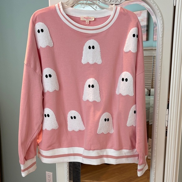 Peach Love California Pink Ghost Sweatshirt XL NWT comes with matching earrings - Picture 5 of 9